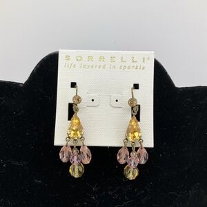 Sorrelli Gorgeous champagne & Pink Chrystal & Bead Dangle pierced earrings